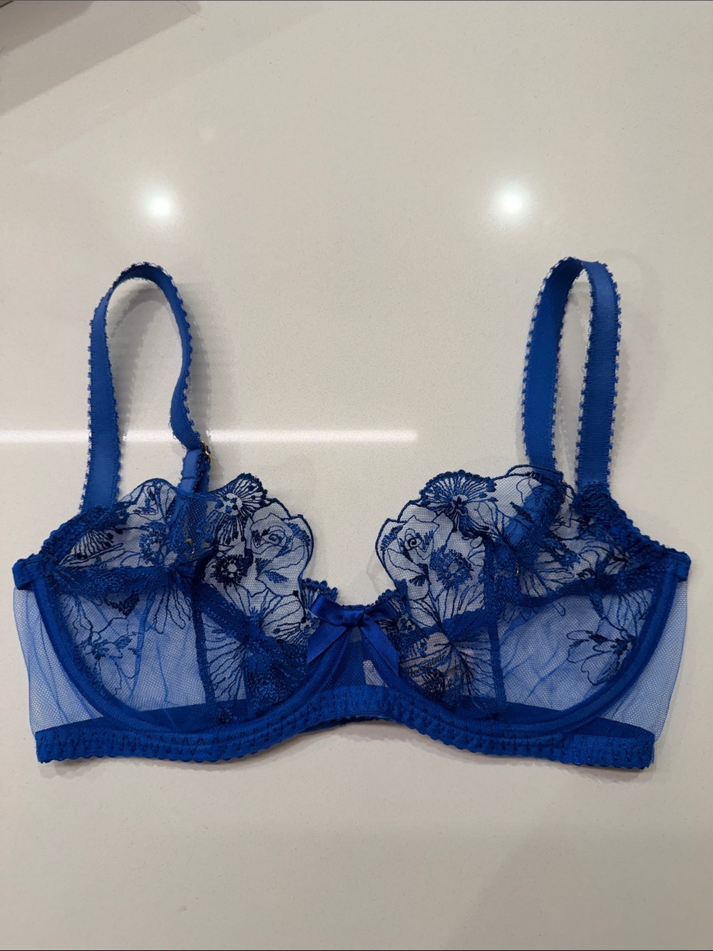 Agent Provocateur Jayce Plunge Underwired Bra Cobalt Blue Size 32DD